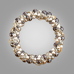 Silver christmas wreath with decorations isolated on silver background