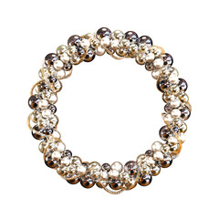 Silver christmas wreath with decorations isolated on white background