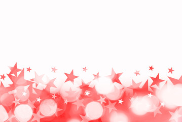 Shiny background of red bokeh lights with stars isolated on white