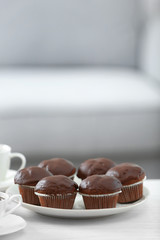 Table at home with food and drinks for friends