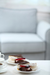 Table at home with food and drinks for friends