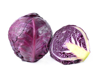 Red cabbage isolated over a white background.
