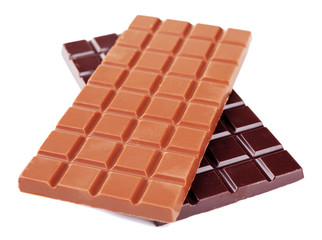 Chocolate bars isolated on white