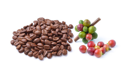 Collection of Coffee beans isolated on white background