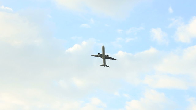 Airplane landing at Schiphol Airport.