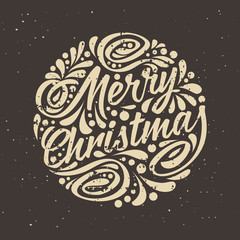 Grange Holidays greeting card with a calligraphic lettering Chri