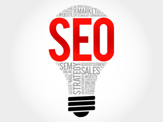 Fototapeta premium SEO (search engine optimization) bulb word cloud, business concept