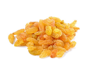 Dried raisins on a white background