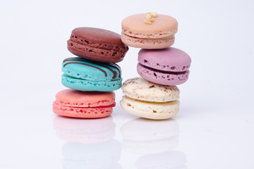 colorful macarons isolated on white