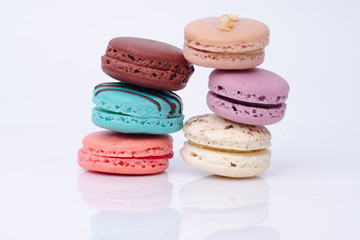 colorful macarons isolated on white