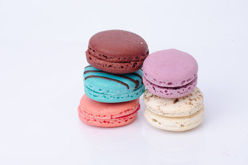 colorful macarons isolated on white