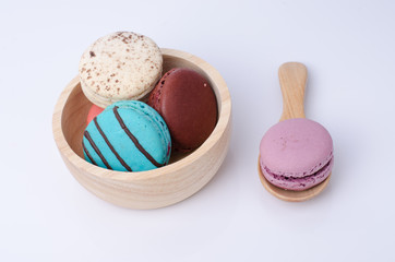 colorful macarons isolated on white