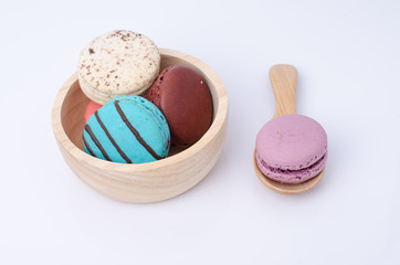 colorful macarons isolated on white