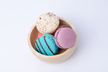 colorful macarons isolated on white