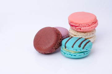 colorful macarons isolated on white