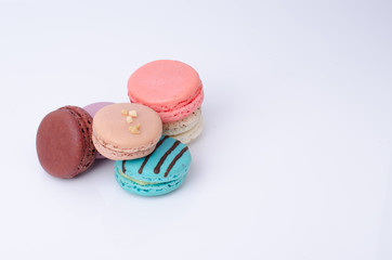 colorful macarons isolated on white