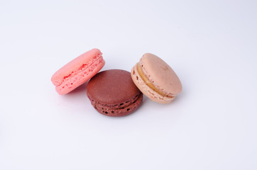 colorful macarons isolated on white