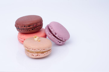 colorful macarons isolated on white