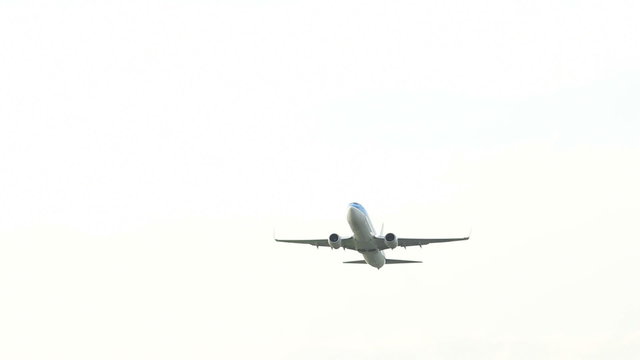 Large jet airplane taking off from Schiphol Airport