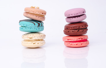 colorful macarons isolated on white
