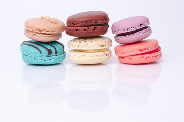 colorful macarons isolated on white