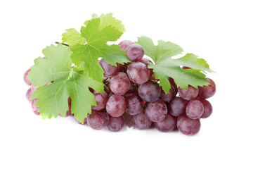 Red grapes with leaves