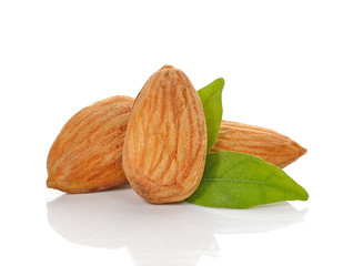 almond nuts isolated on white background