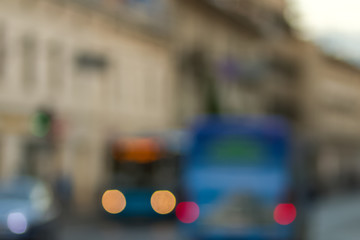 Cityscape bokeh. Background out of focus. Fairy defocused photo. Can use as wallpaper, backdrop design. 