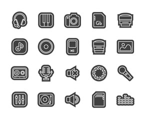 Outline icons thin flat design, modern line stroke style