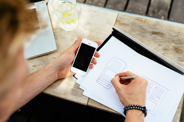 Web designer working on a new responsive application