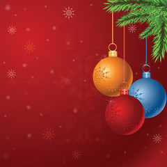 Vector Christmas background with glossy balls