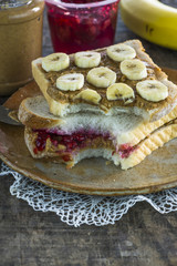 Peanut butter and banana and jelly sandwich