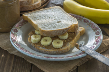 Peanut butter and banana sandwich