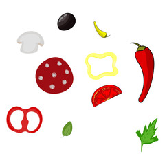 Pizza ingridients vector illustration