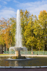 Autumn in the park fountains of Peterhof