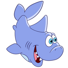 cute funny shark is surprised by something