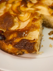 Apple pie on a white plate