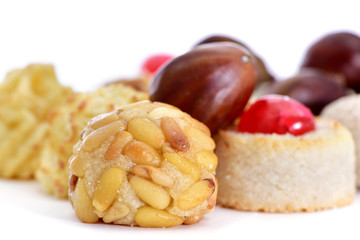 chestnuts and panellets, typical pastries of Catalonia, Spain, e