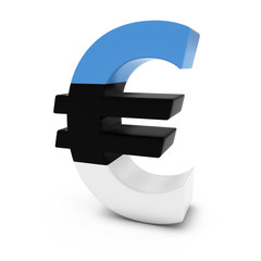 Euro Symbol textured with the Estonian Flag Isolated on White Background