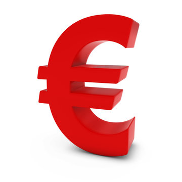Red Euro Symbol Isolated on White Background