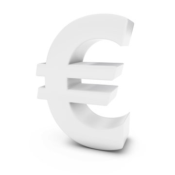 White Euro Symbol Isolated on White Background