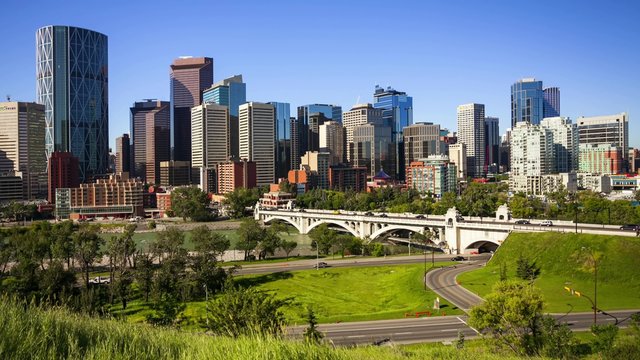 Downtown Calgary skyline, time lapse, Ultra HD, 4K