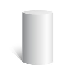 White cylinder. 3D geometric shape. mock up. Vector Illustration