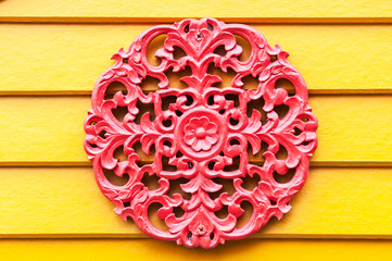 Carved flower line thai with soft light