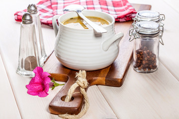 Soup with buckwheat and vegetables.