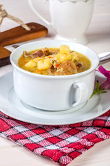 Soup with buckwheat and vegetables.