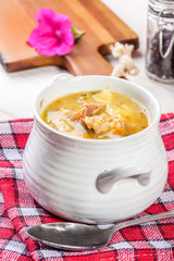 Soup with buckwheat and vegetables.