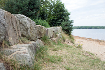 Natural landscape / Natural landscape with rocks and a lake
