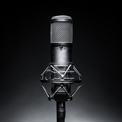 studio microphone on a black background