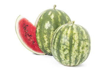 Sliced sweet ripe watermelons isolated on white background
